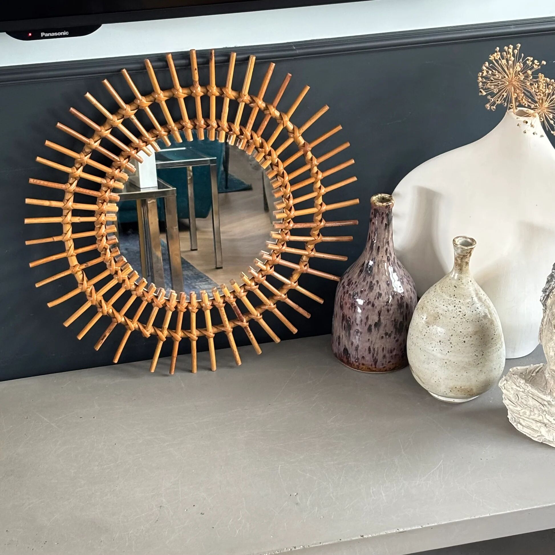 Rattan sun mirror