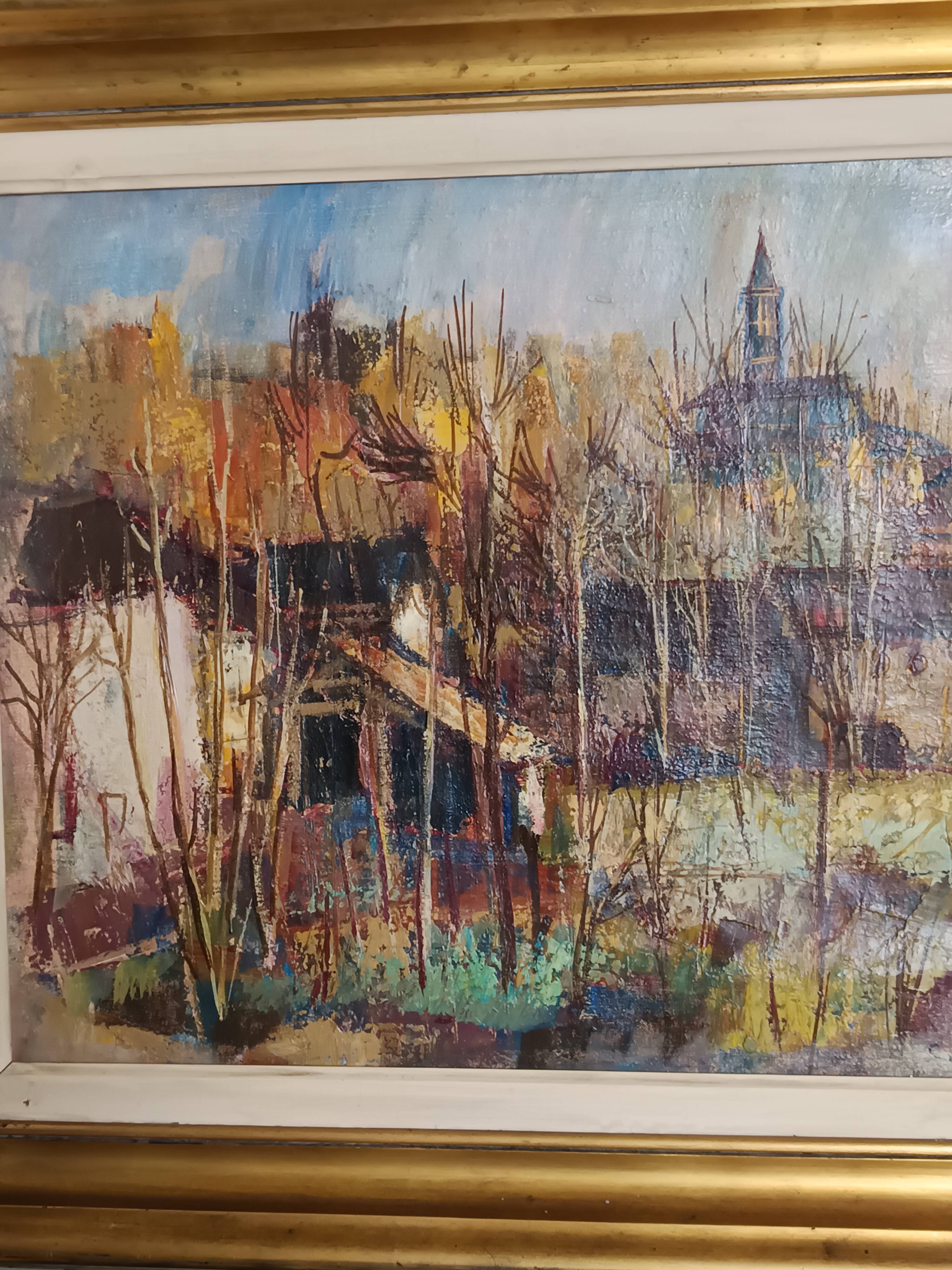 oil on canvas signed César Belotti (1914-1995) village autumn period
