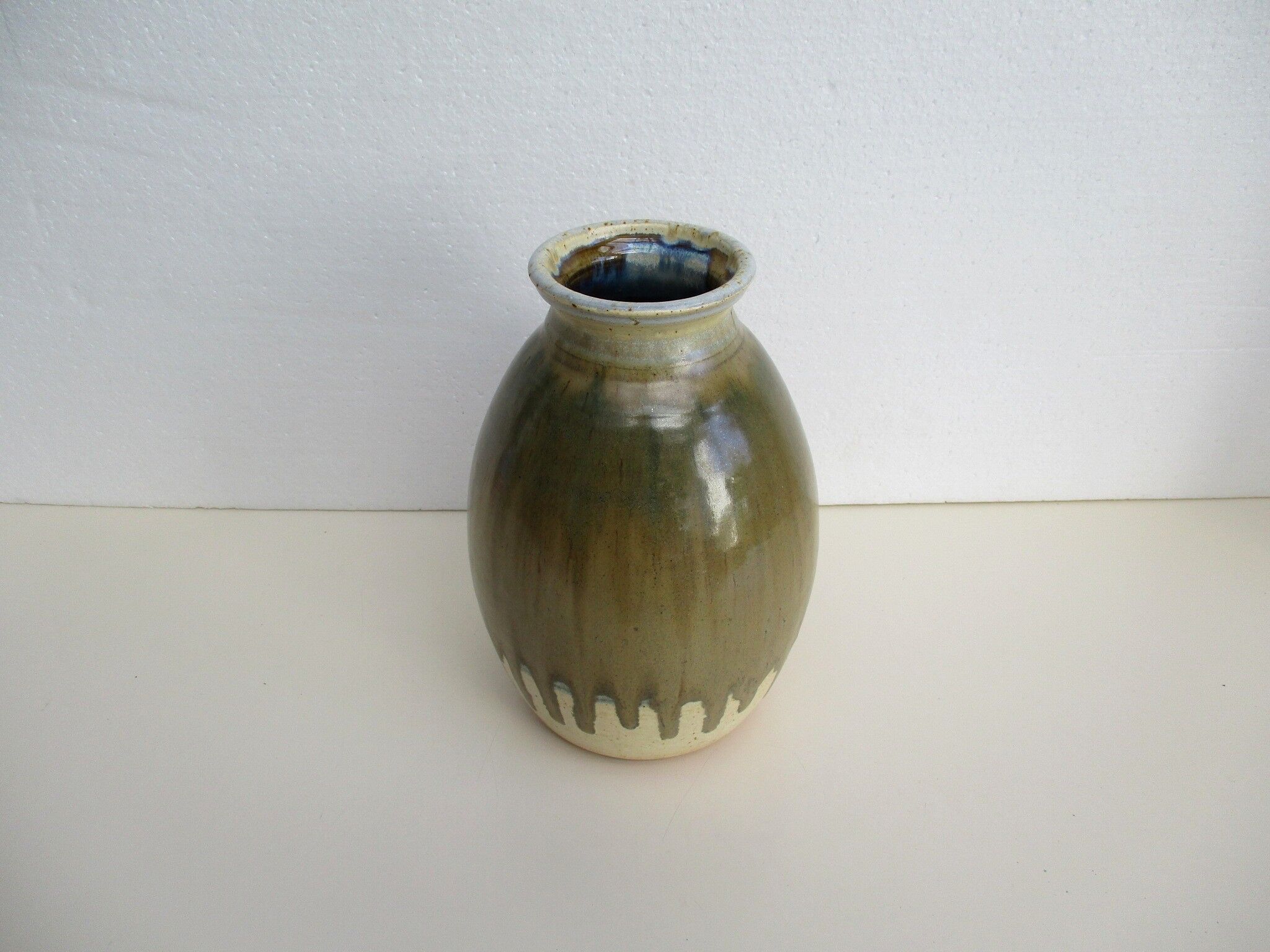 Enamelled sandstone vase