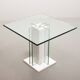 White Marble Italian Square Side Table with Glass Top and Lighting Option