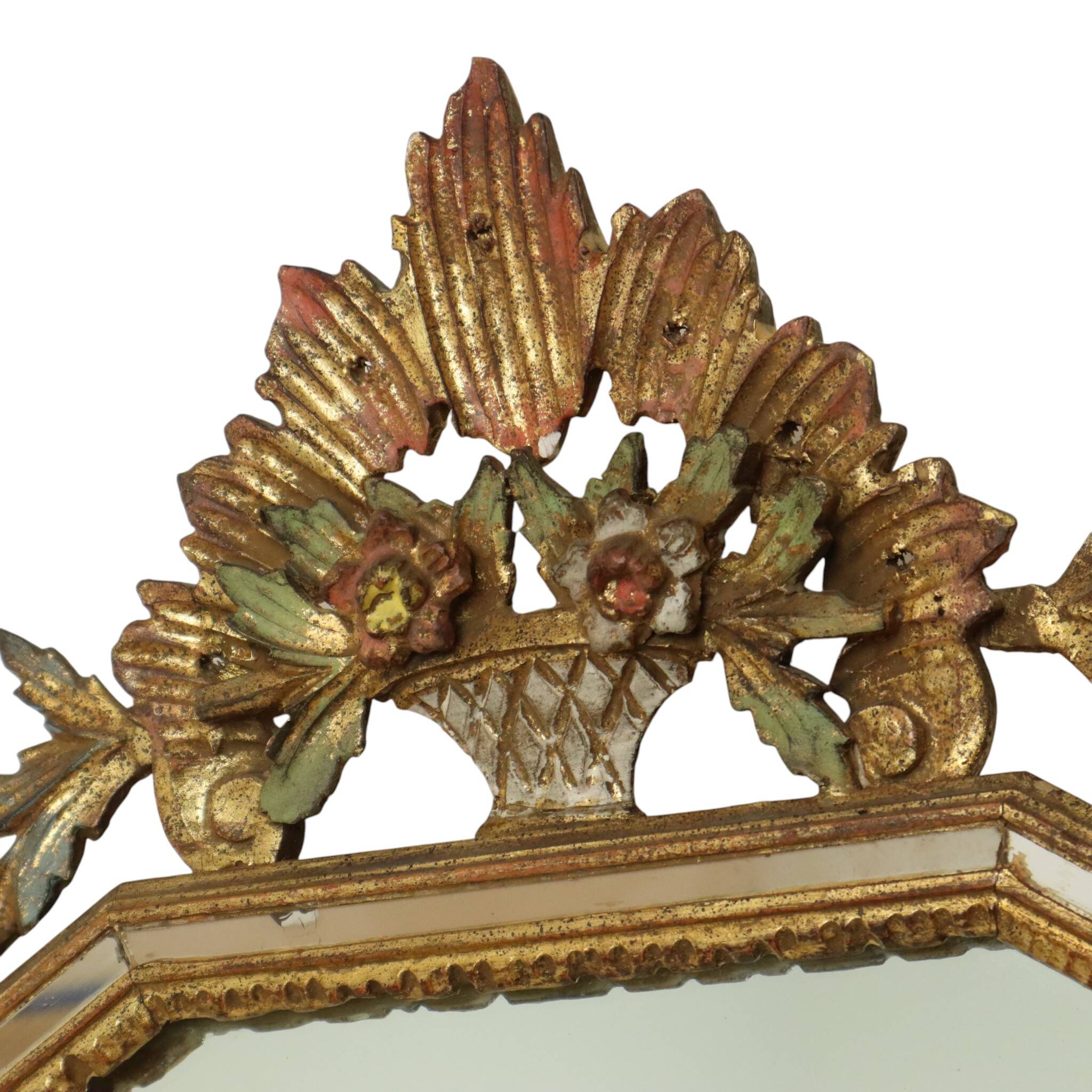 Classic Italian Gilt Crested Mirror by La Barge, 100 cm