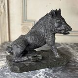 The Porcelino after Pietro Tacca, sculpture in green serpentine marble, Italy 19th century.