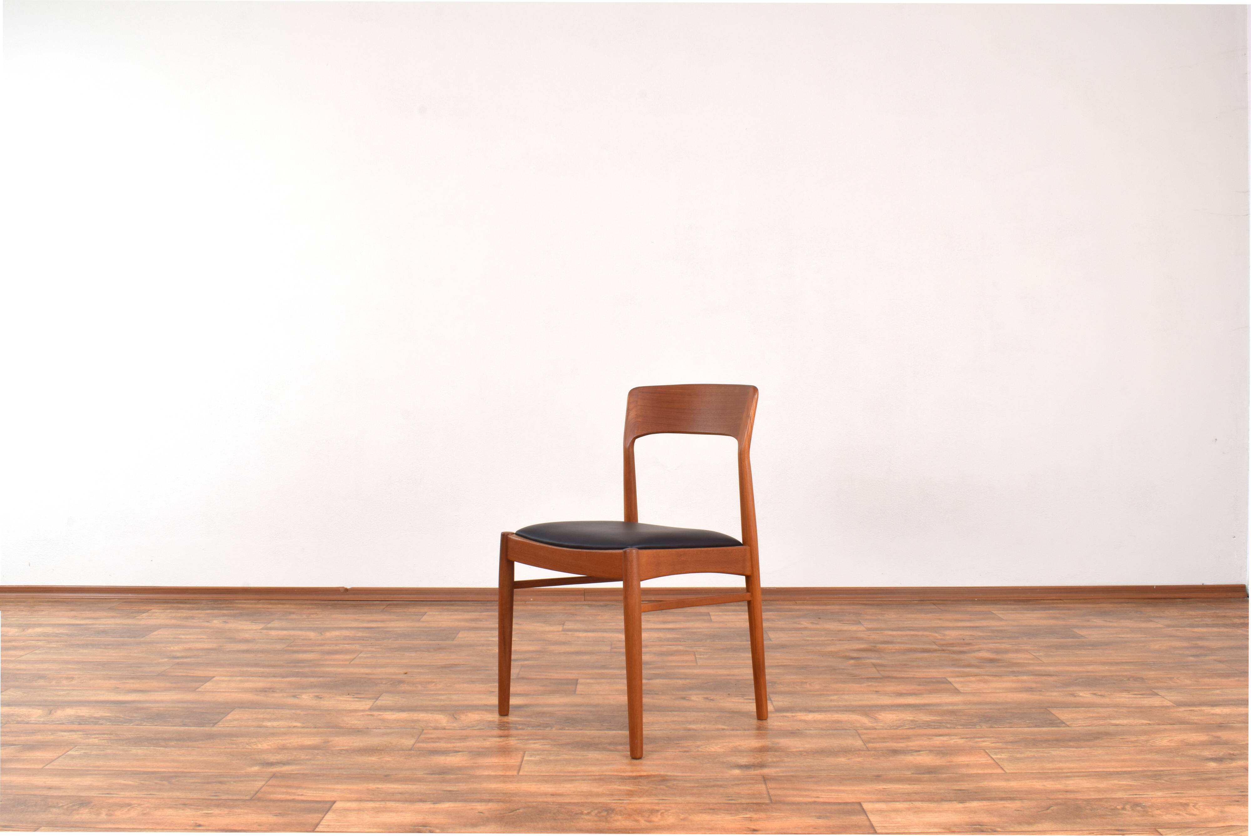 Danish teak and leather dining chairs by Henning Kjærnulf for Korup Stolefabrik, 1960s, set of 4