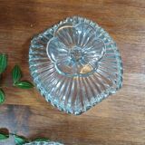 Ribbed glass candy dish with flowers