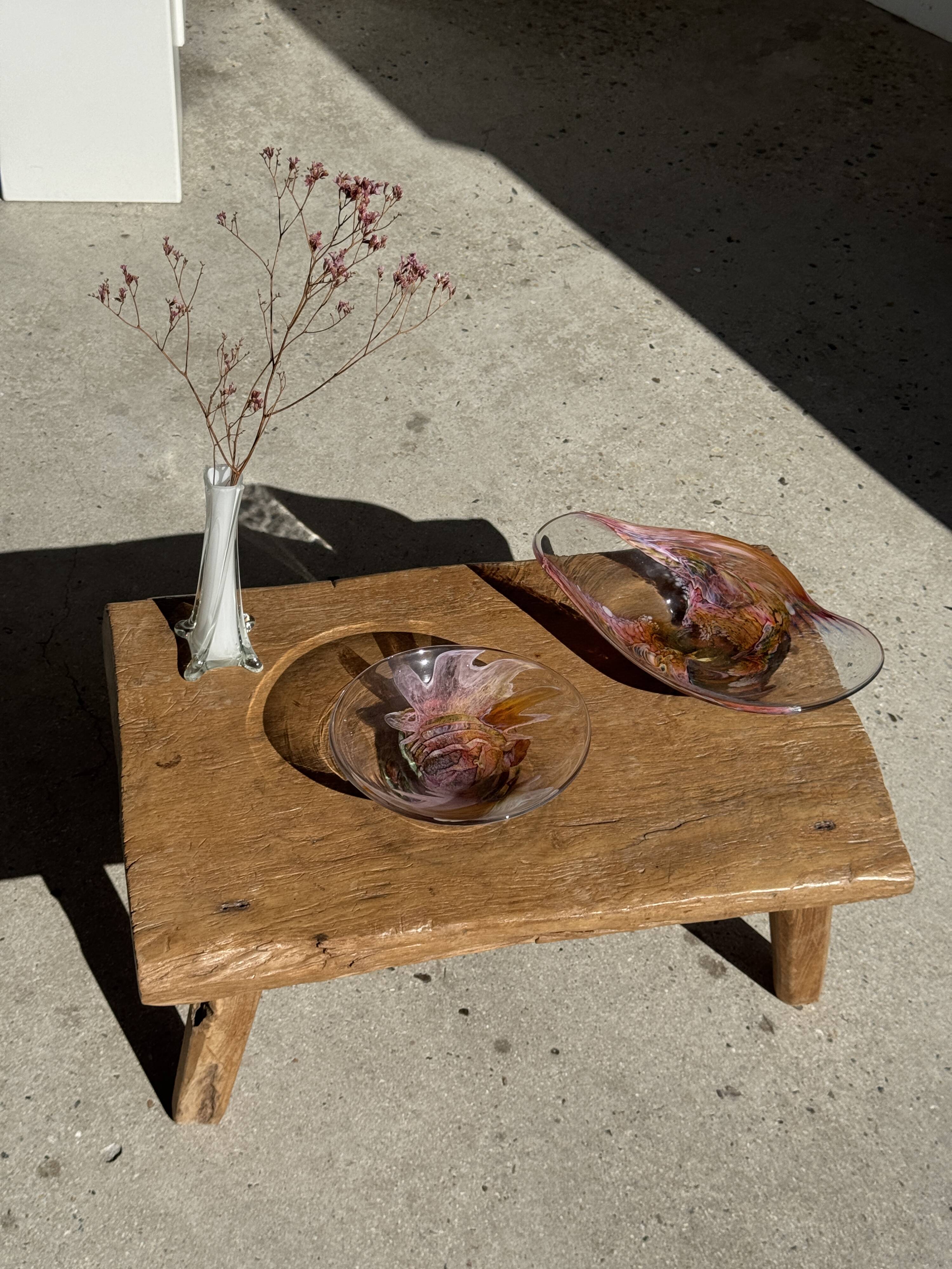 Contemporary pink blown glass bowl Carlos Vieira D21