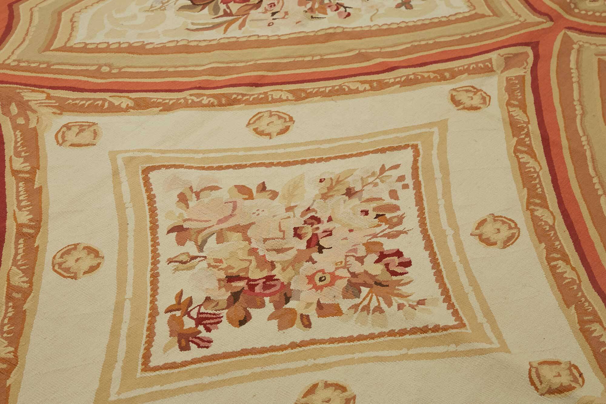 Handmade European Vintage Aubusson Kilim 235 cm x 336 cm