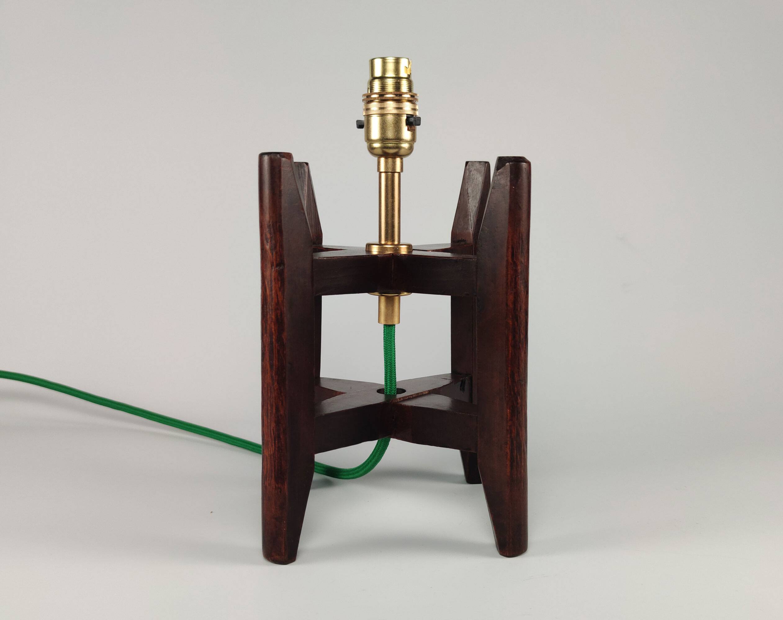 Pair of late 19th century antique japanese wooden itomaki silk spool table lamps