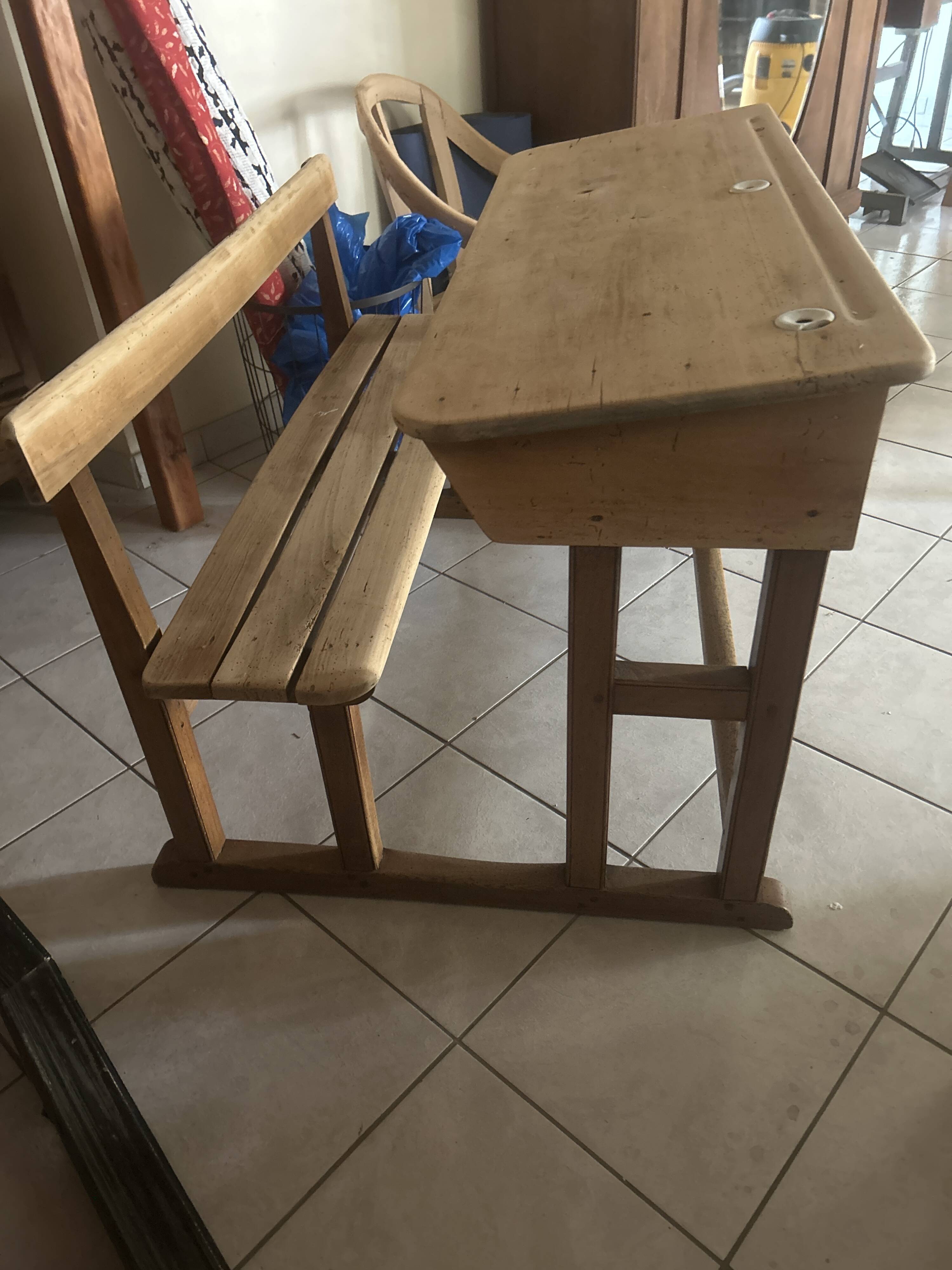 Bureau d écolier deux places bois