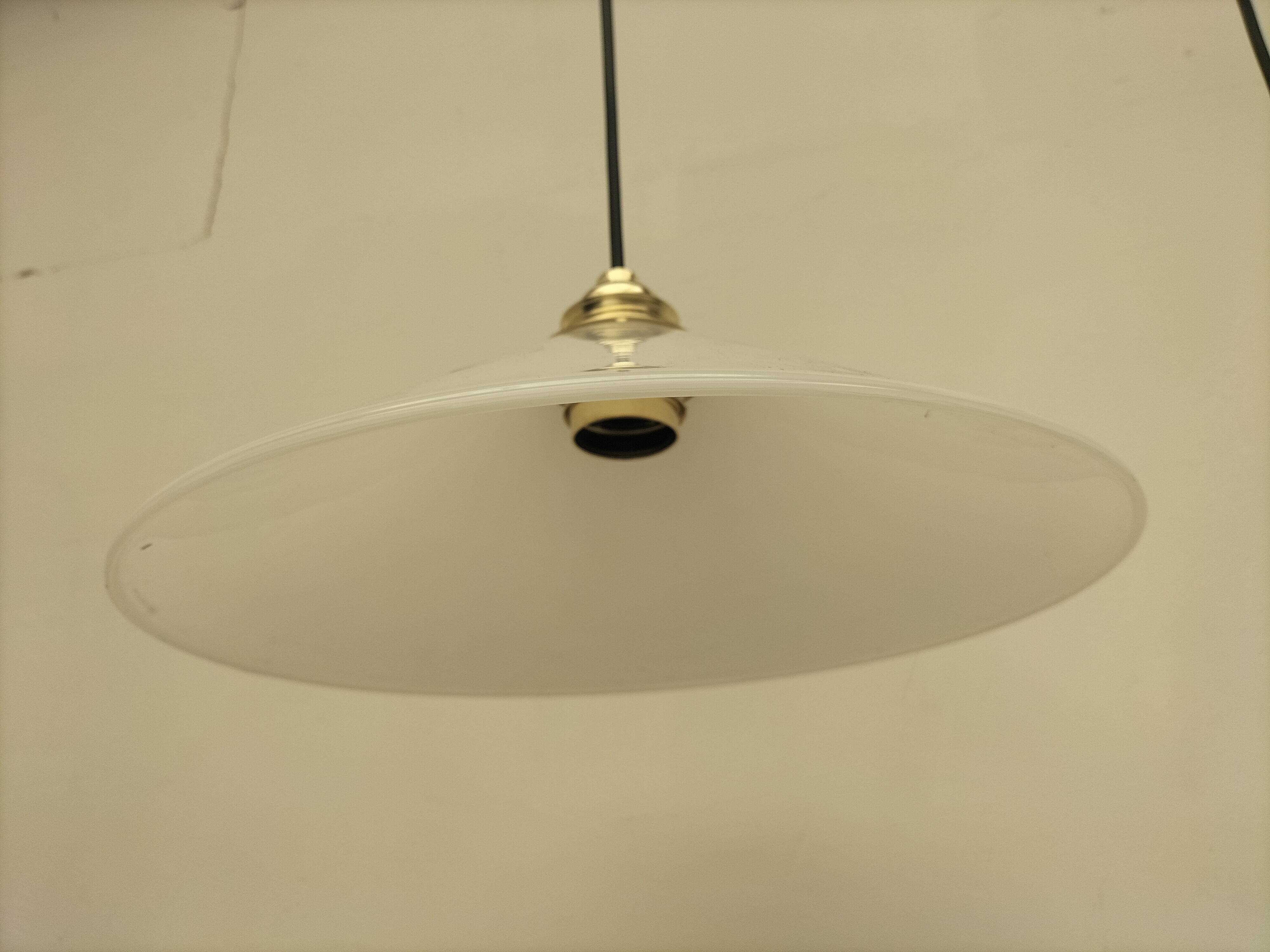 Pair of opaline pendant lights