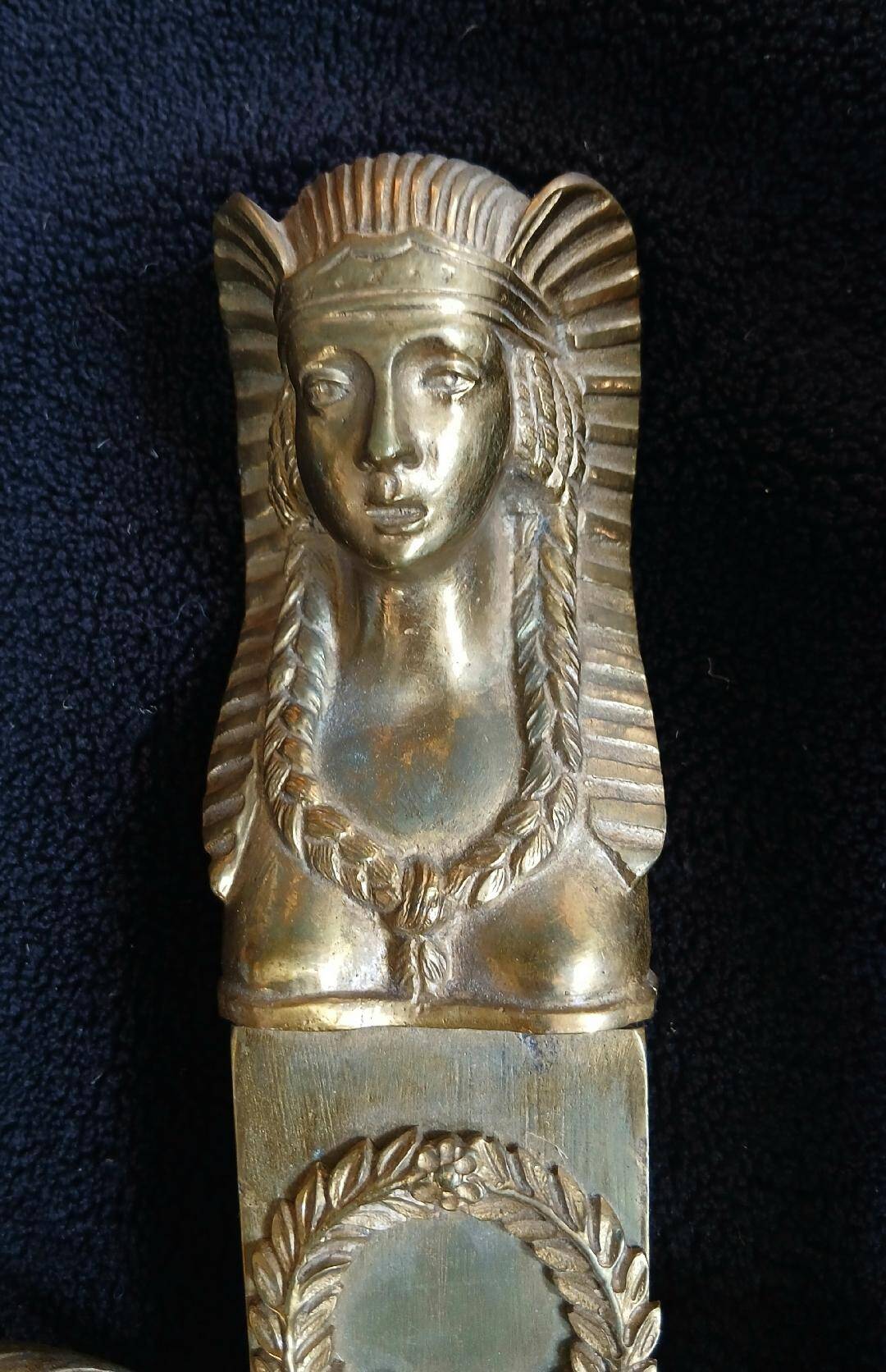 rare applique 1st Empire solid bronze Egyptian sphinx