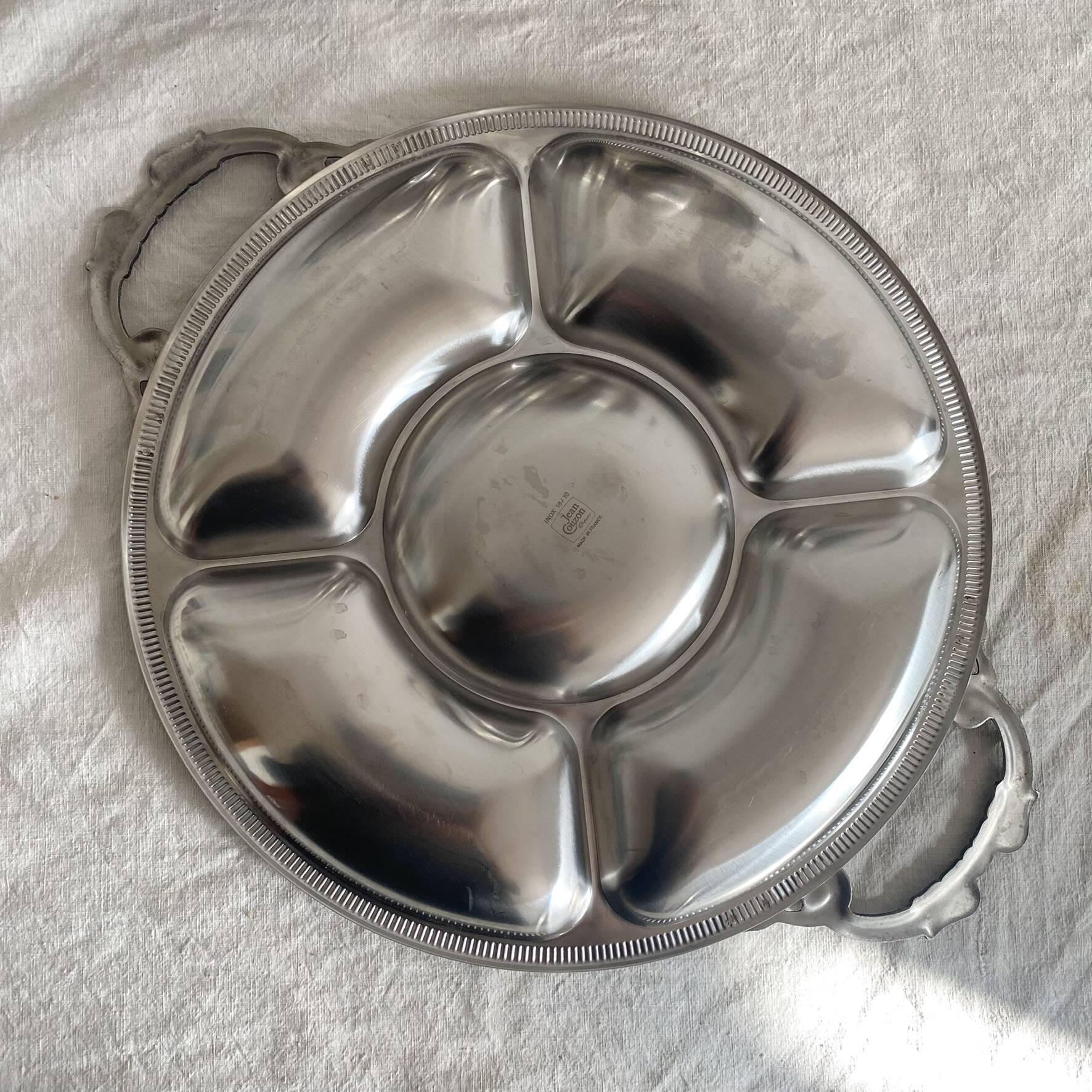 Mat stainless steel aperitif platter Jean Couzon