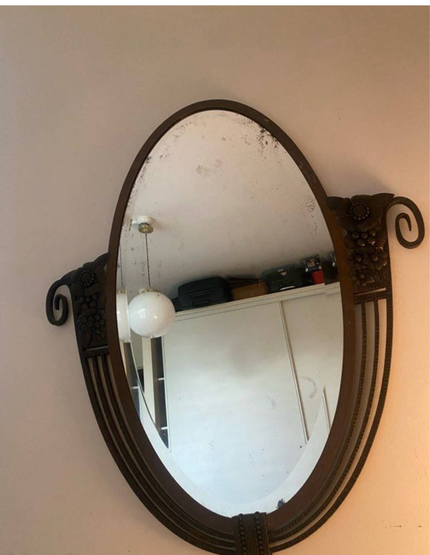 Art deco wrought iron mirror