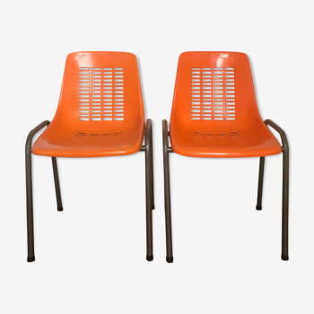 Paire de chaises orange 1970