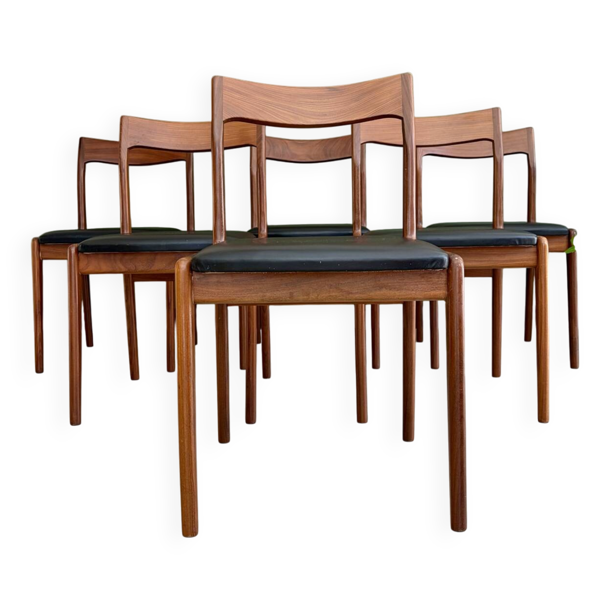 Set of 6 Danish teak chairs, 1970s.