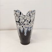 Large black and white glazed ceramic vase - contemporary style 25 cm