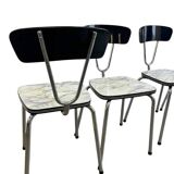 Set of 4 vintage formica chairs with chrome structure