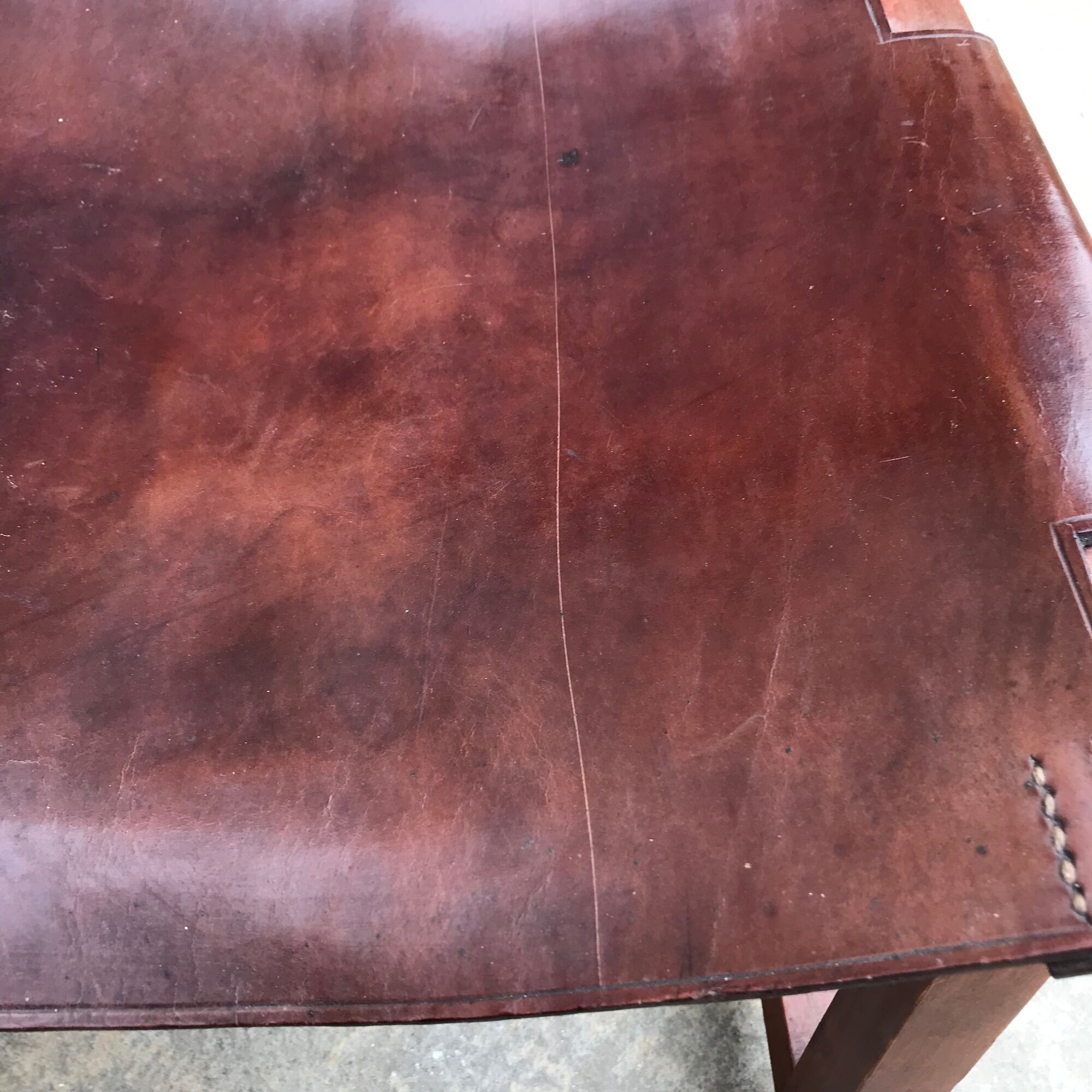 Modernist chair Riaza leather and vintage wood 1960