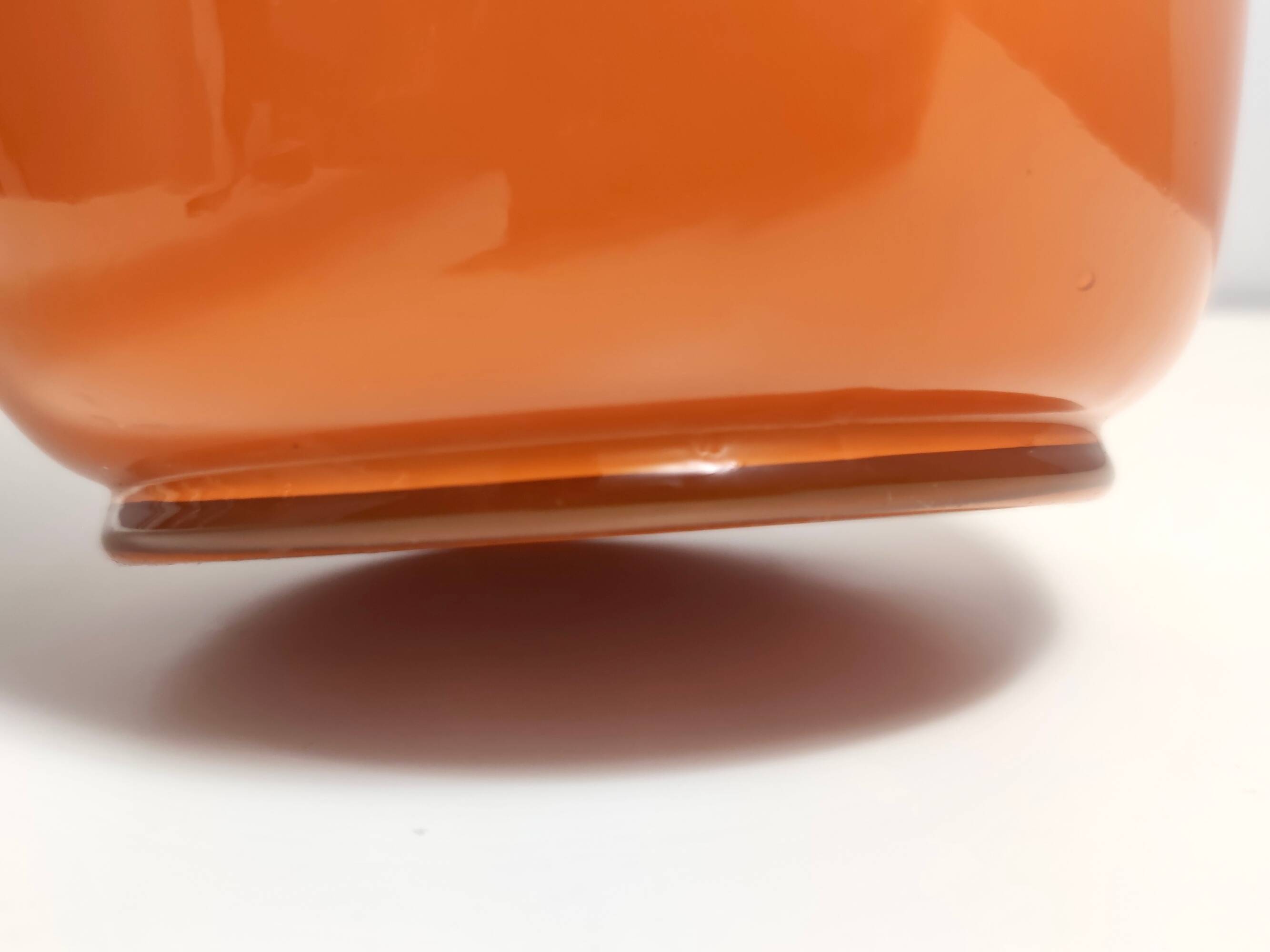 Orange Encased Hand-Blown Glass Flower Vase, Empoli, Italy