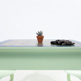 Square solid wood coffee table with curved legs