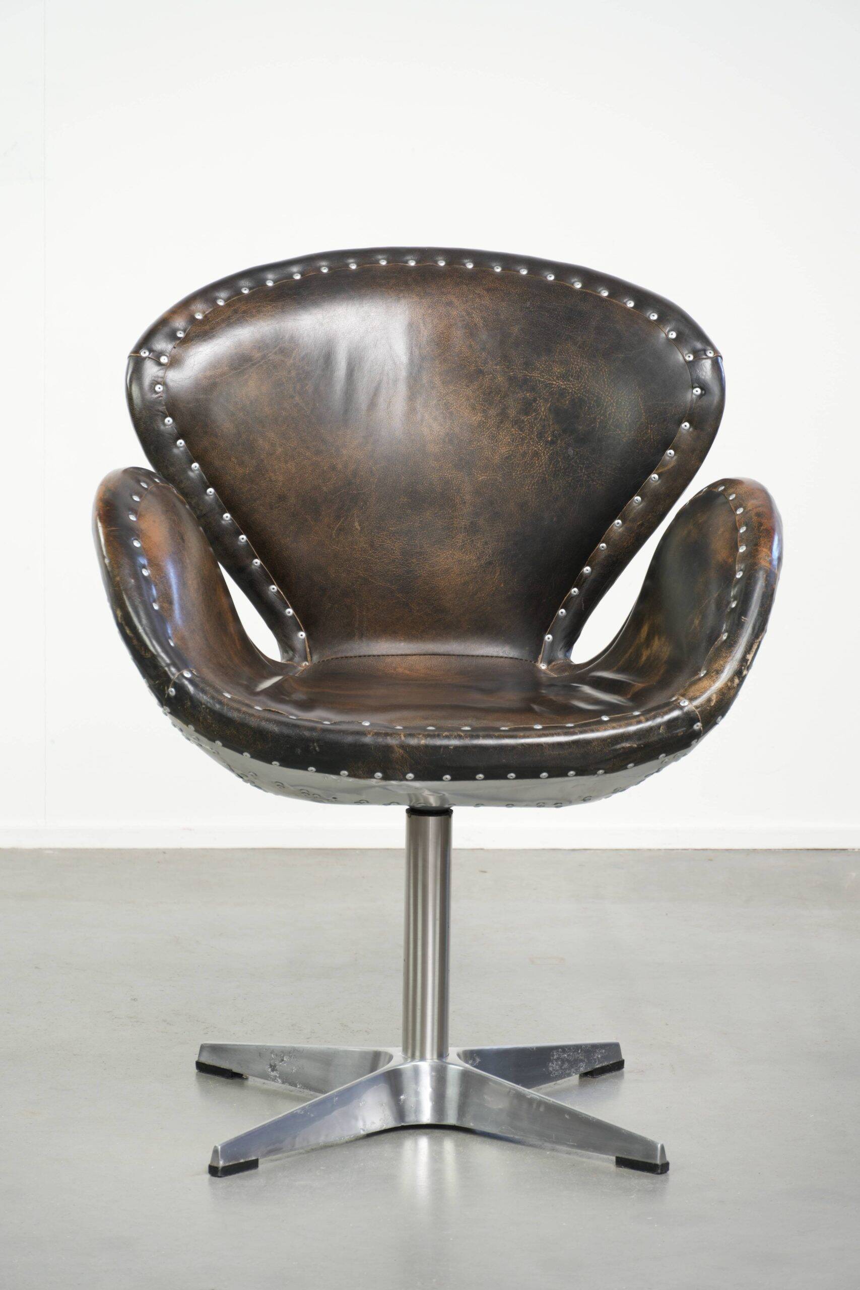 Chaise de bureau/côté Aviateur en cuir de vachette vintage Timothy Oulton Devon Spitfire