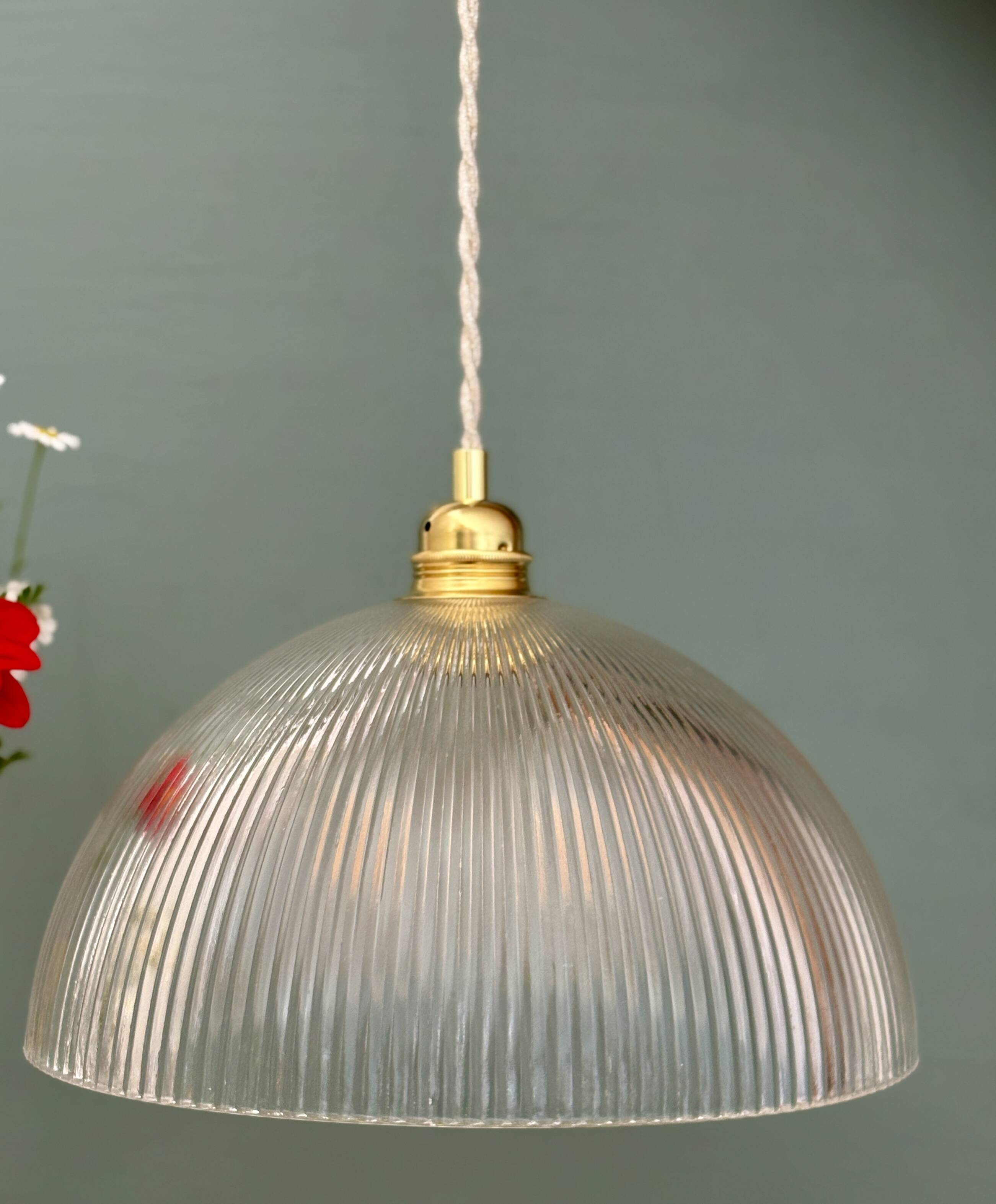 Striped glass pendant light