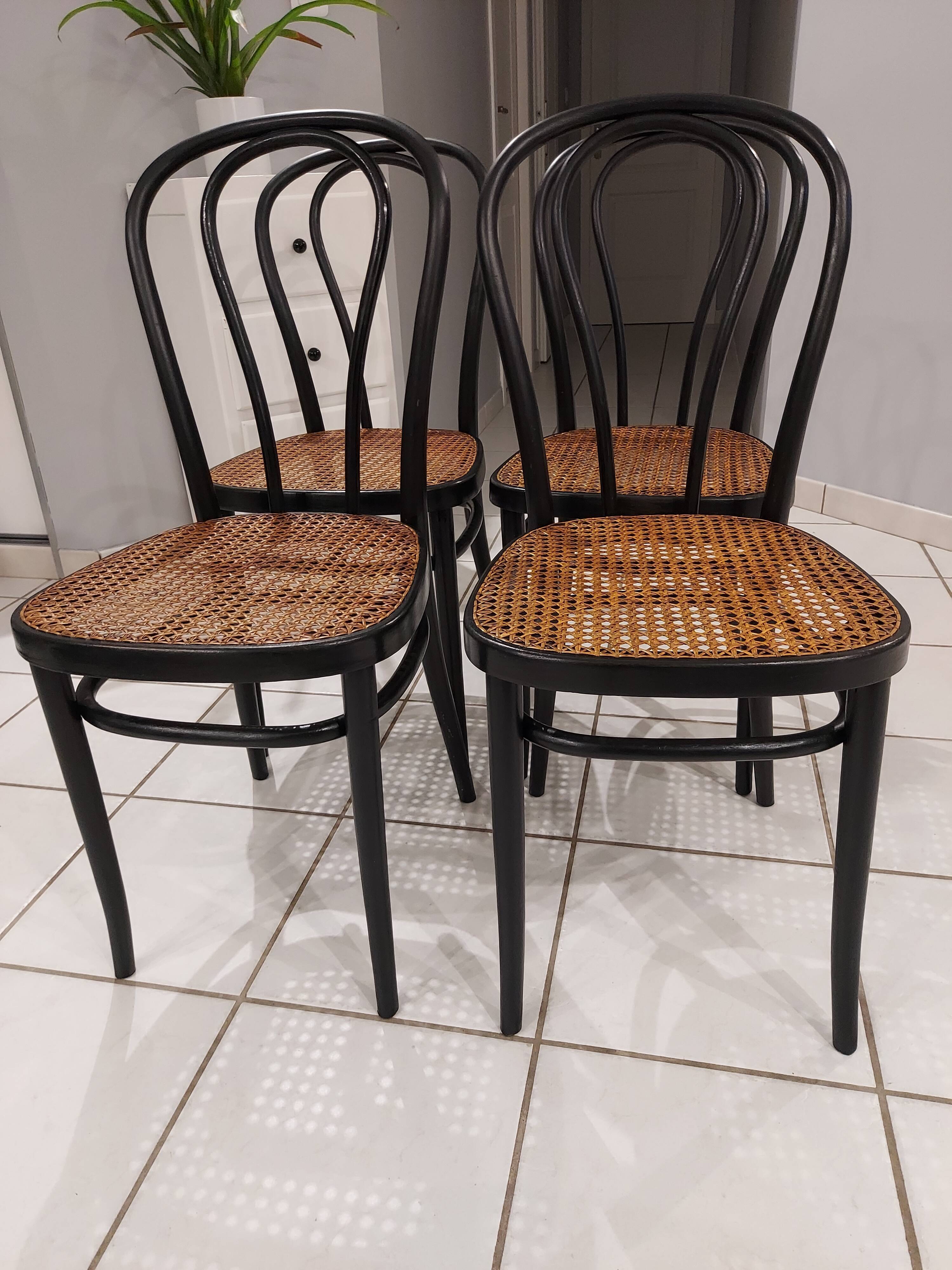 Suite of 4 Bistro chairs canned by ZPM for Thonet vintage 1950