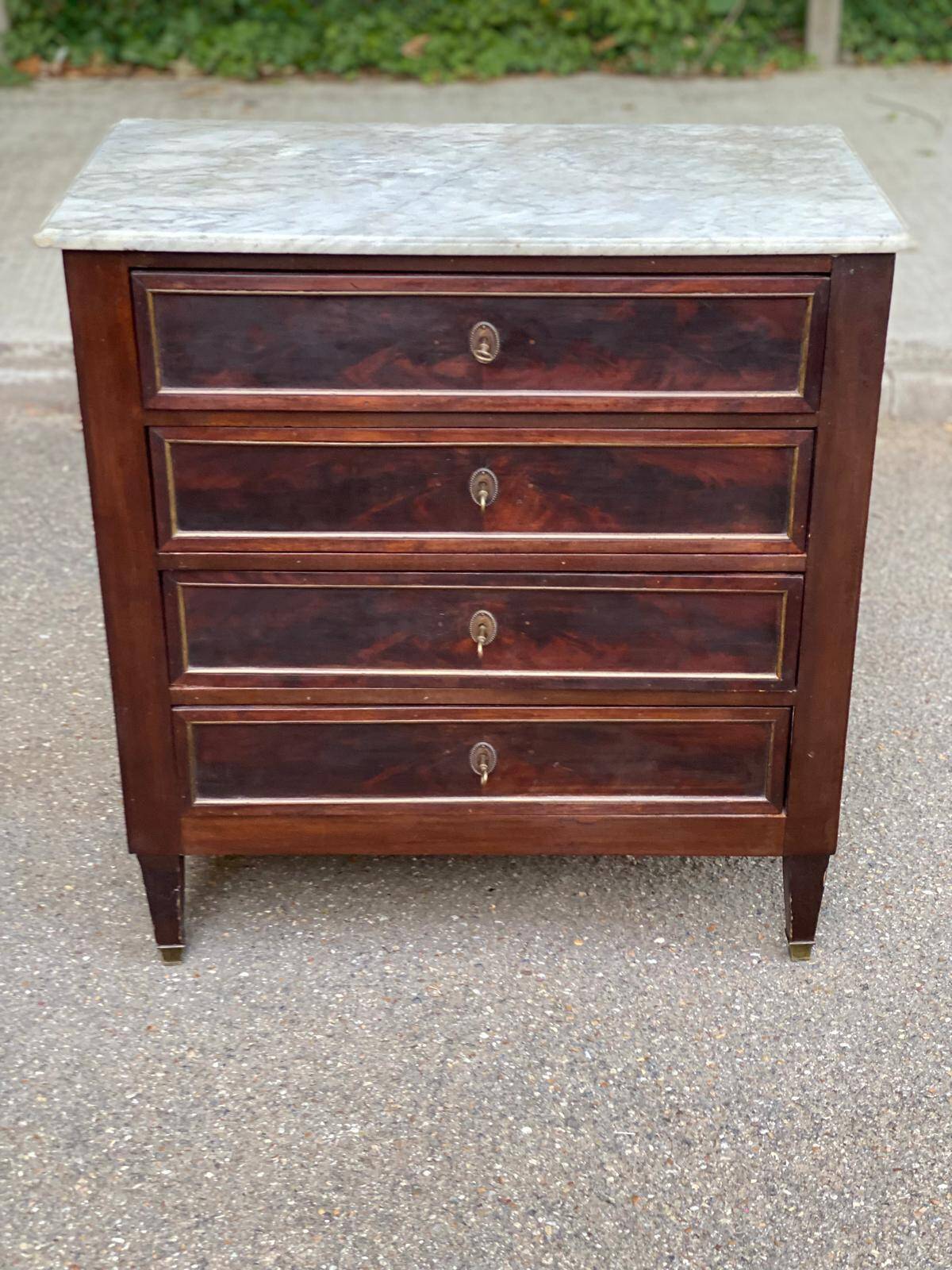 19th century Louis XVI mahogany and marble commode