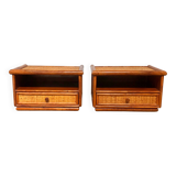 Maugrion rattan bedside tables for Roche Bobois vintage 70s