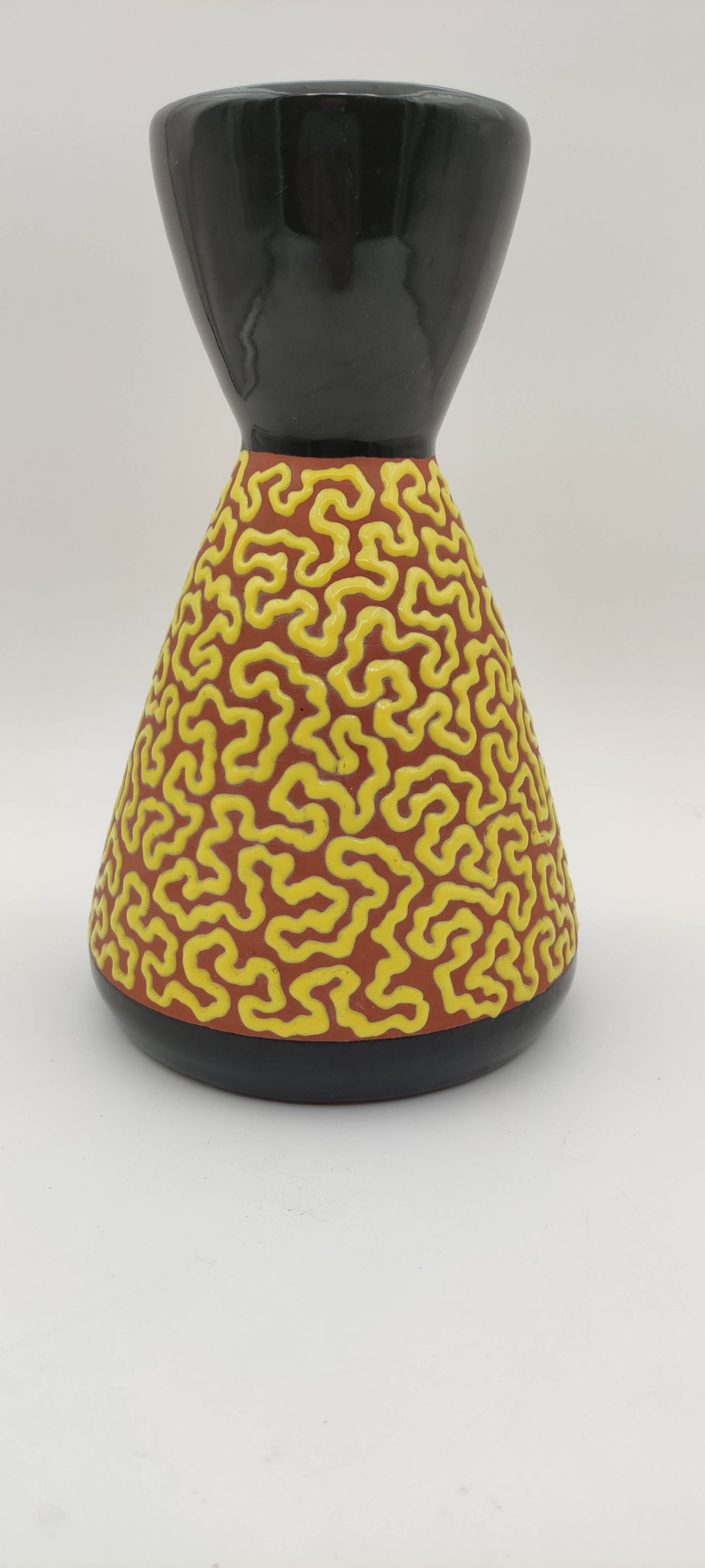 Ray Camart yellow and black ceramic vase