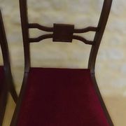 2 stylish solid wood chairs with red velvet fabric seats