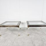 Tables d’appoint vintage en lucite et laiton, années 1980