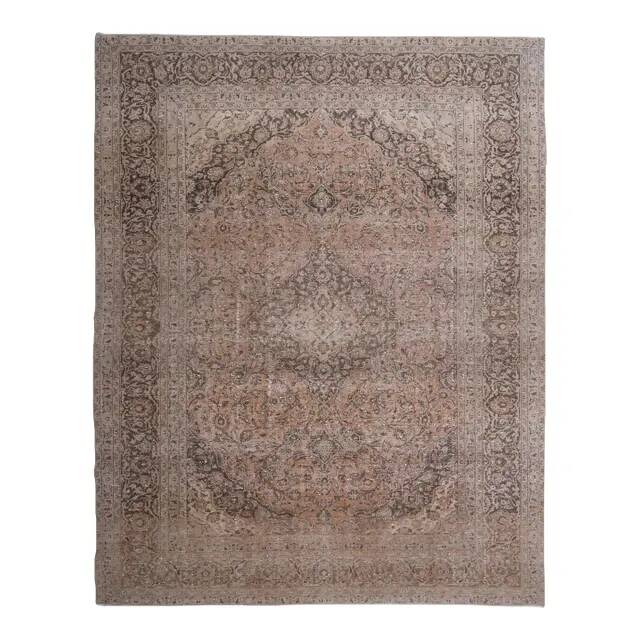 1970s Vintage Persian Handknotted Wool Orange Oversize Area Rug 290x370
