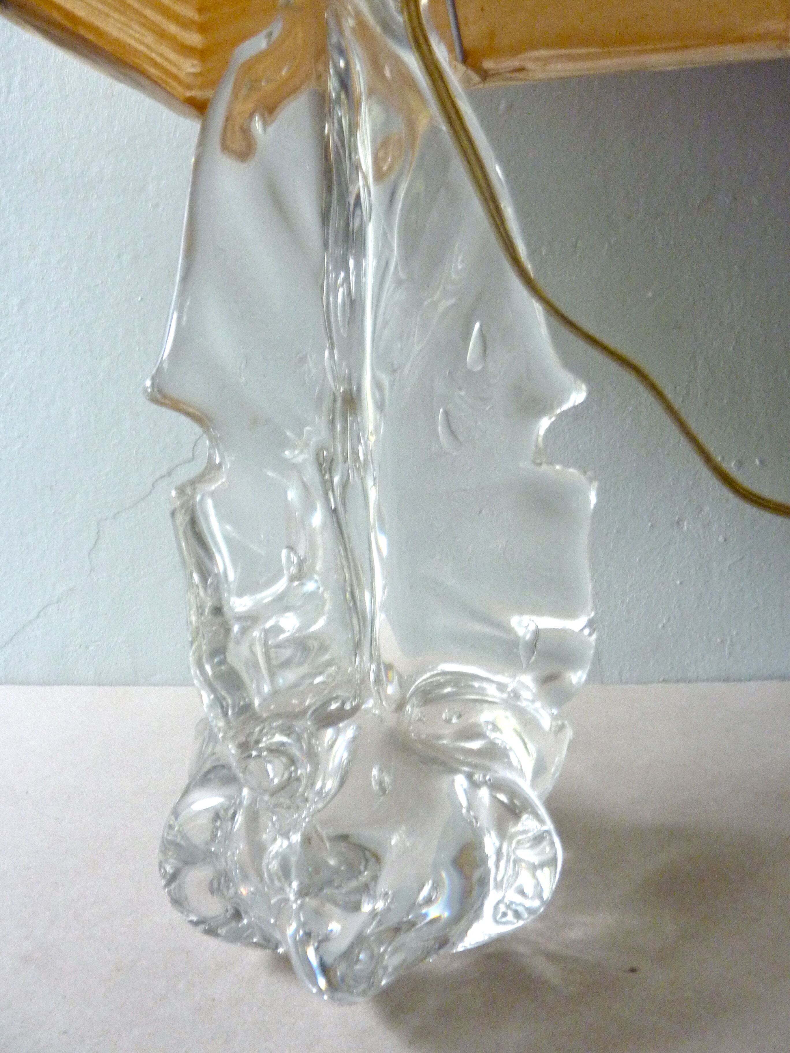 Lamp with free-form bubbled glass base from the 70s