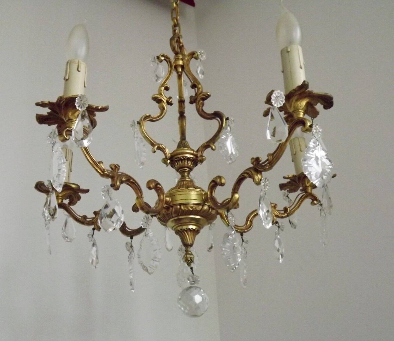 French bronze and crystal chandelier