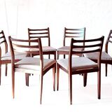 6 chaises teck de Meredew furniture vintage scandinave 1960