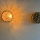 Pair of vintage wall lights, pressed molded glass, France 1960s