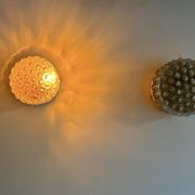 Pair of vintage wall lights, pressed molded glass, France 1960s