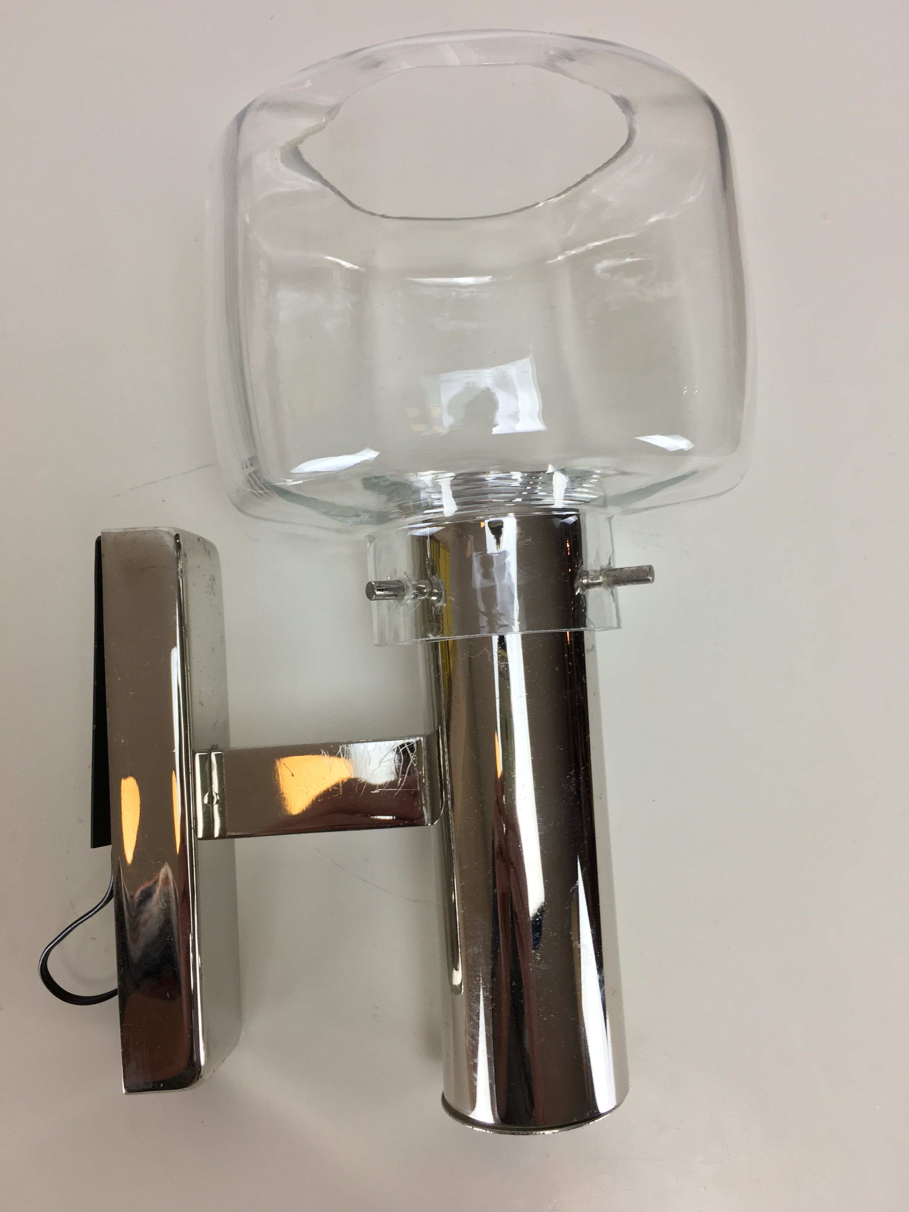 Wall light chrome and 70s glass