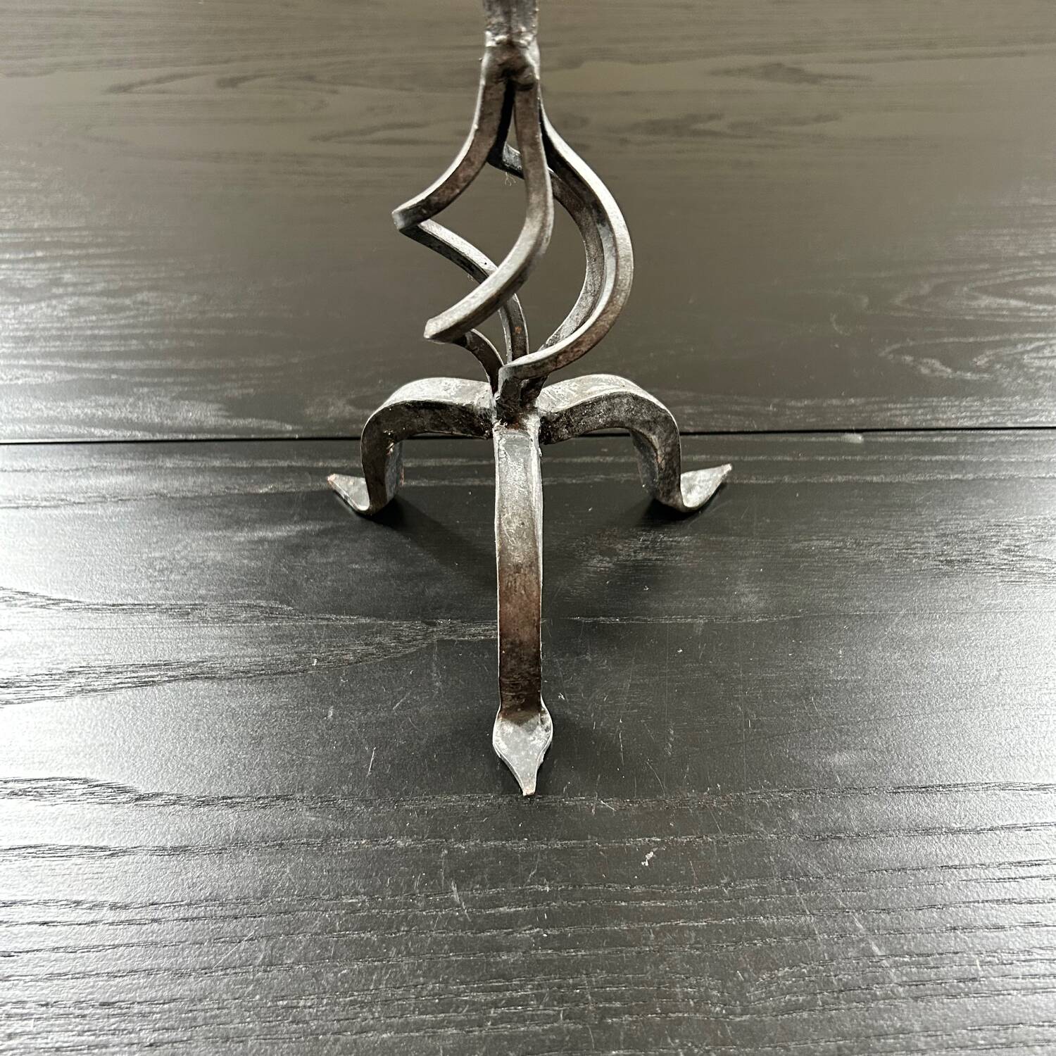 Brutalist wrought iron candle holder