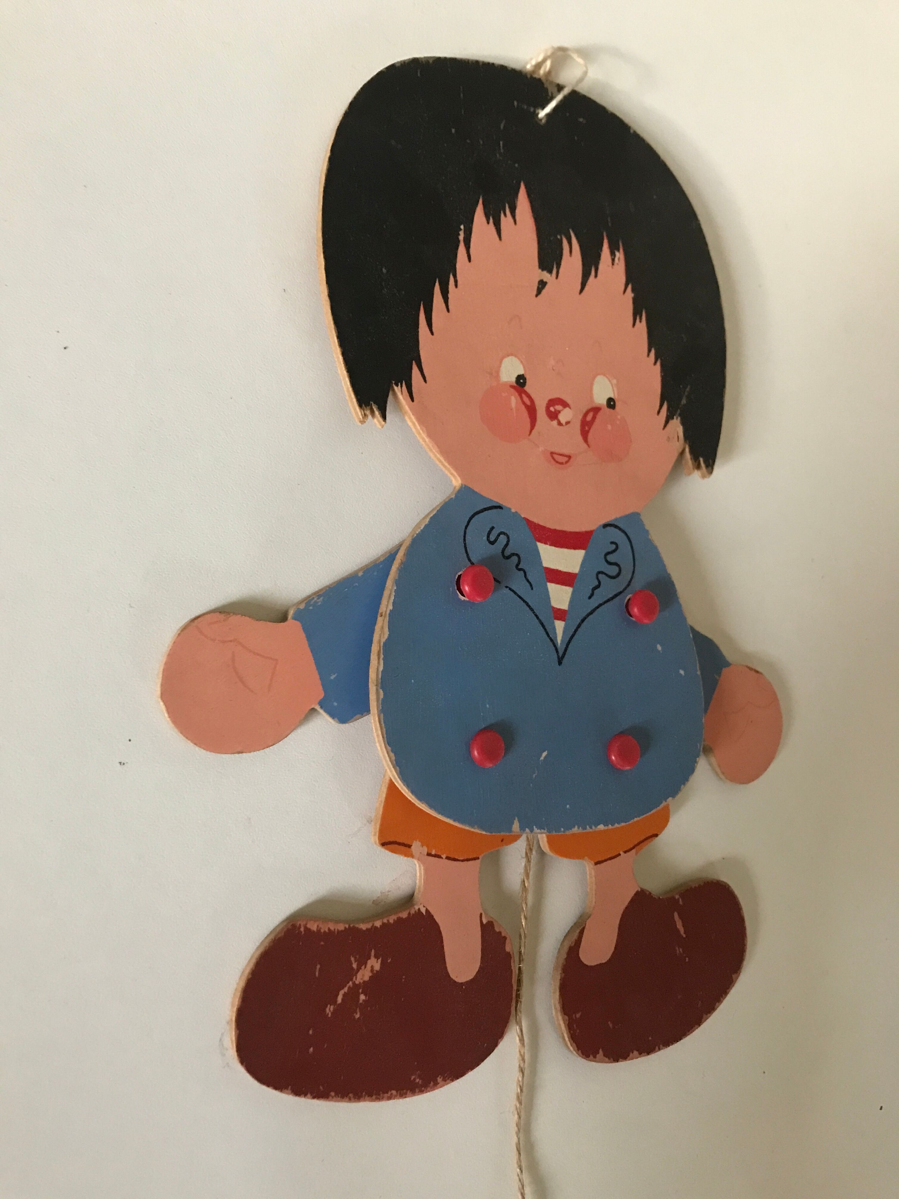 Articulated puppet vintage decoration children's room 60s