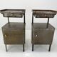 Vintage Industrial Brushed Steel Nightstands, 1920's
