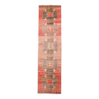 Tapis de course vintage turc rouge Rose 3x10, 80x309Cm SK 20304