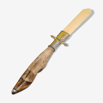 Antique silver and bone letter opener, late 19th century.