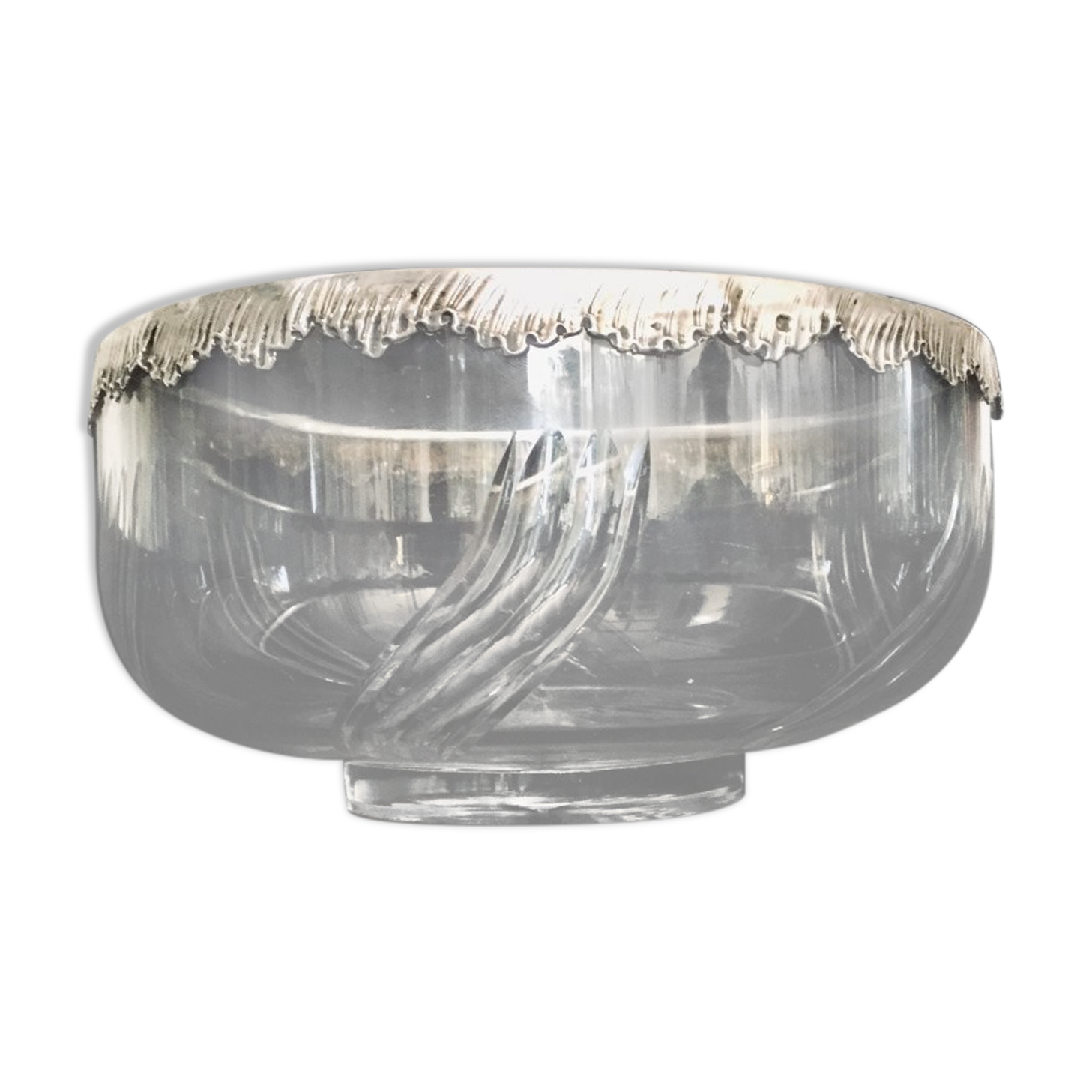 Saladier en cristal et argent