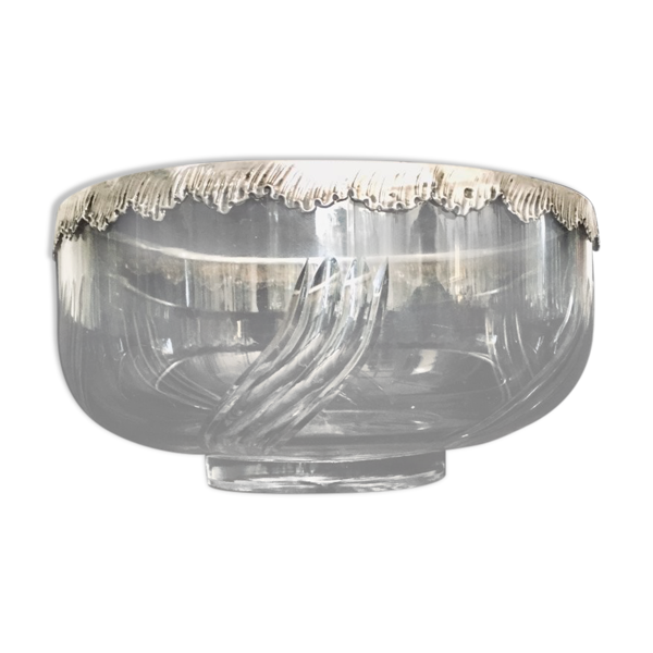 Saladier en cristal et argent