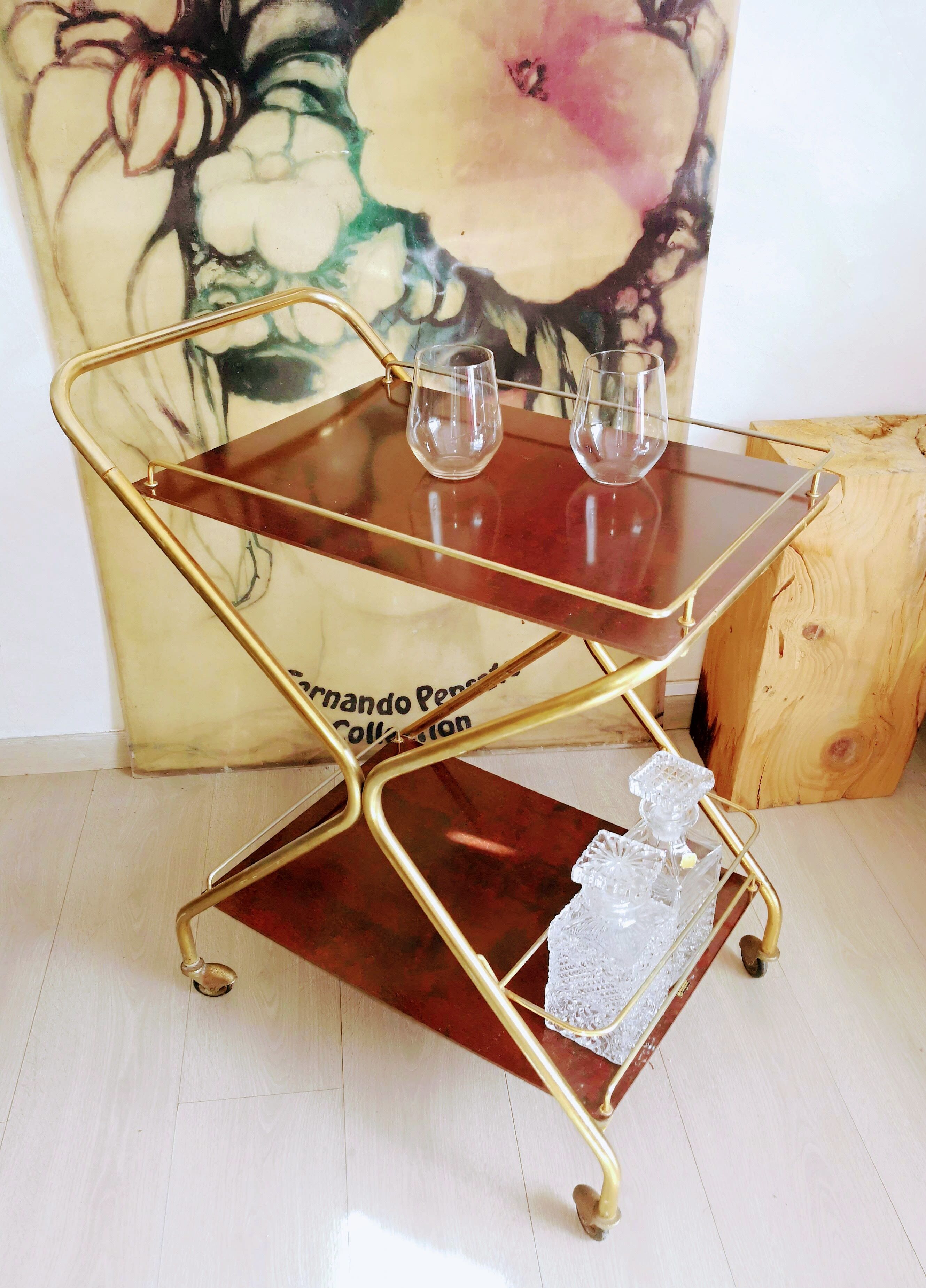 Vintage golden serving table