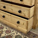 Commode Victorienne XIXème en sapin avec ses boutons en bois noirci