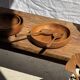 Salad server or large teak spoon, oval shape, split, L30 D9