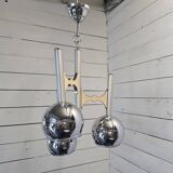 Vintage 3-light chrome metal chandelier