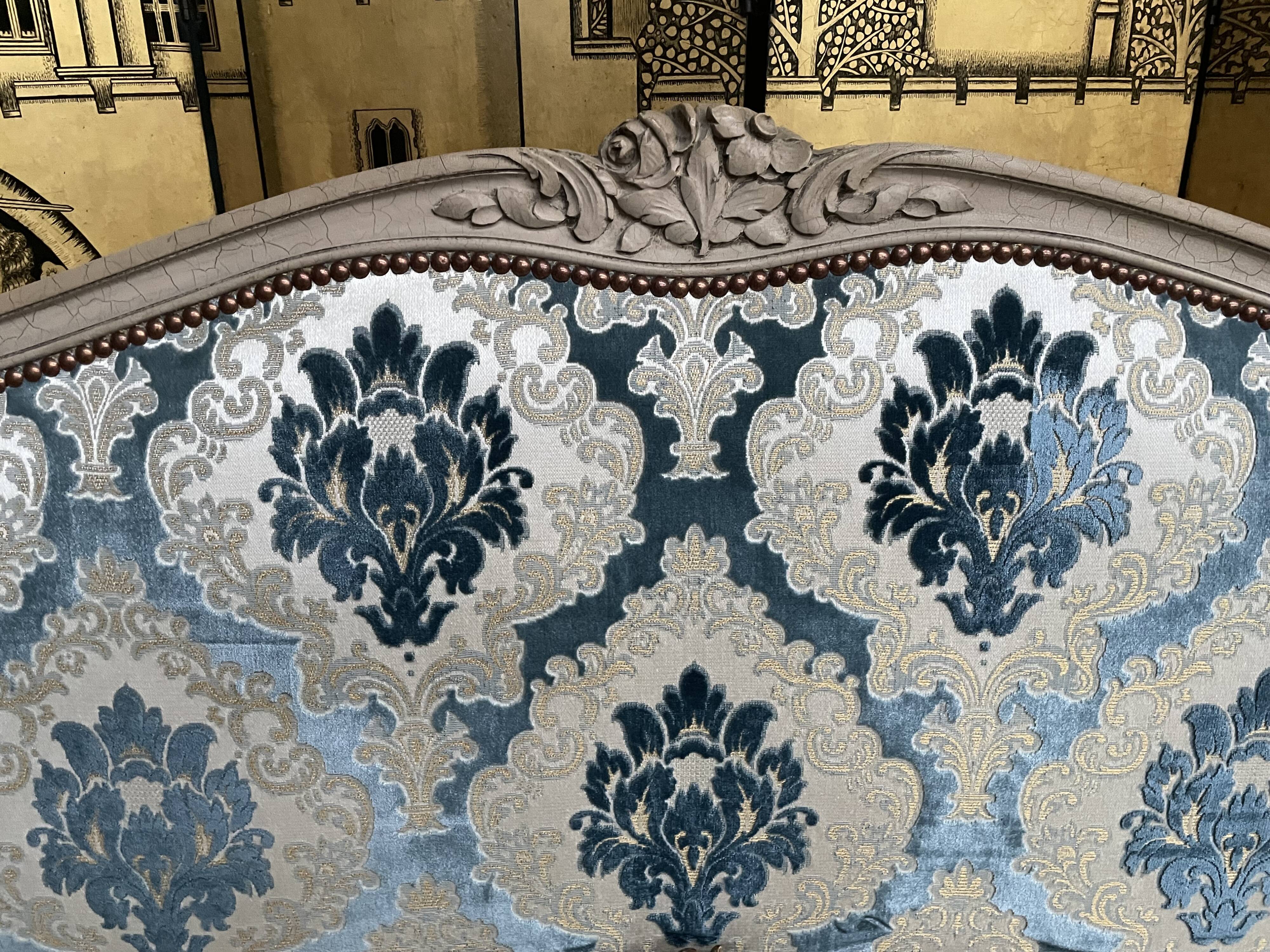 Louis XV upholstered style bed wood